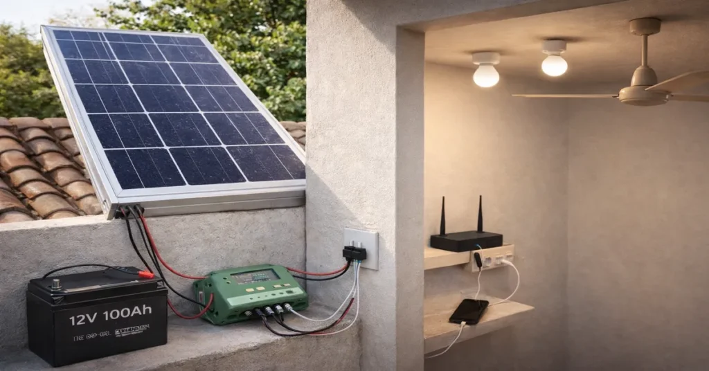 150 watt solar panel power output for home use in Pakistan 150W solar panel running fan lights and router Small home setup using 150 watt solar panel in Pakistan
