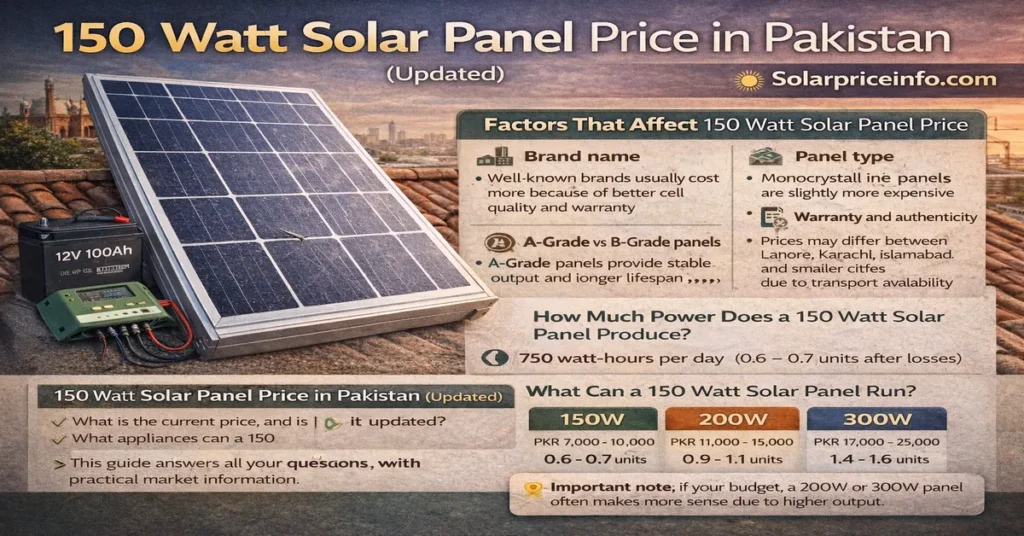 150 watt solar panel price in Pakistan 150W solar panel for home use in Pakistan 150 watt solar panel installed for residential use