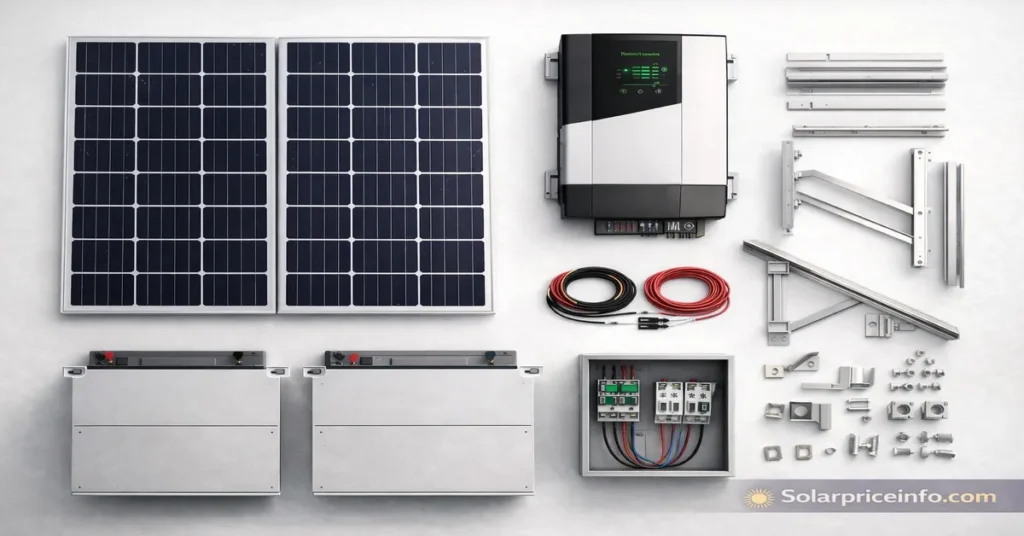 3kW solar system price in Pakistan with panels inverter and batteries complete 3kW solar system components cost in Pakistan 3kW solar system price breakdown including inverter and panels