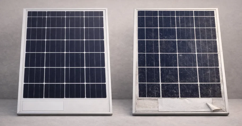 Original vs fake 150 watt solar panel comparison How to identify original 150W solar panel in Pakistan Fake and original solar panel difference 150 watt