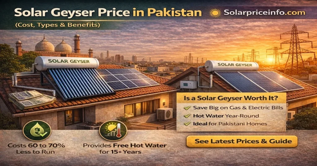 solar geyser installed on rooftop in Pakistan home rooftop solar water heater system for Pakistani houses residential solar geyser system using sunlight