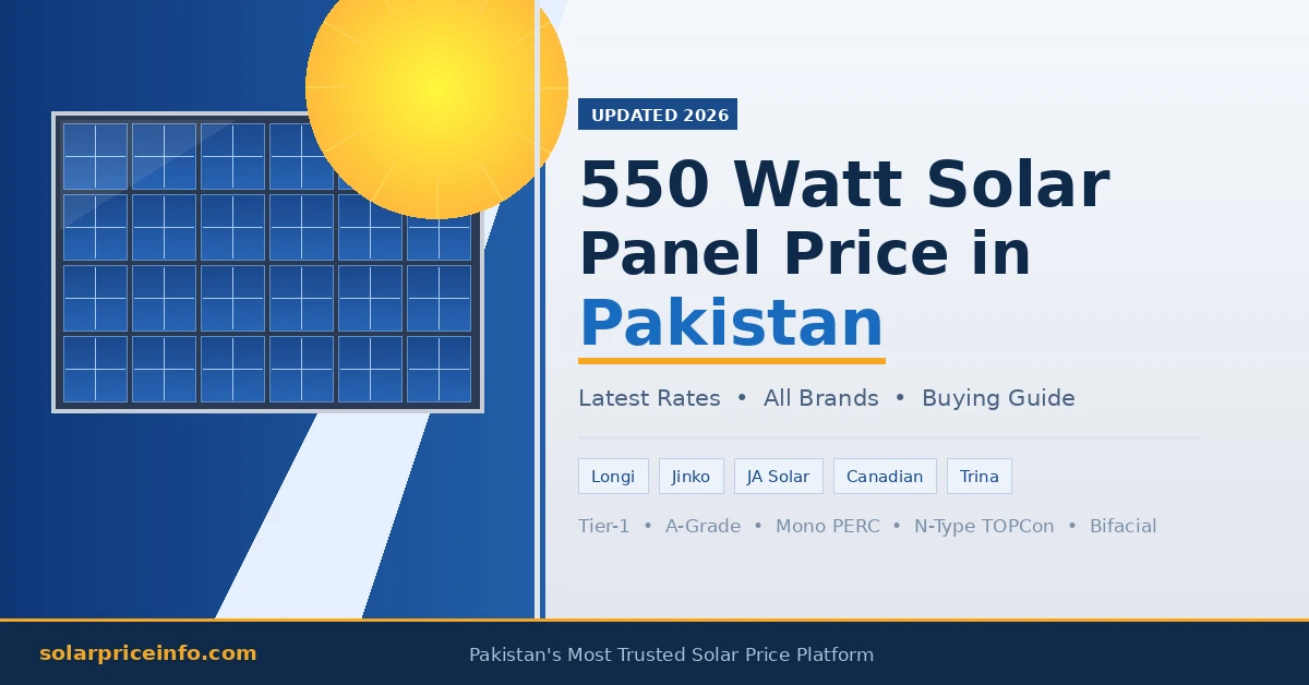 550 watt solar panel price in Pakistan 2026 – Longi, Jinko, JA Solar and Canadian Solar latest rates